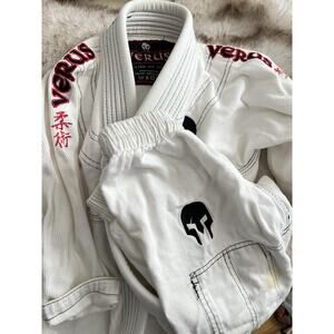 Verus Gi Kids Size C0 Jiu Jitsu BJJ Gi White 2piece No Belt - STAINS